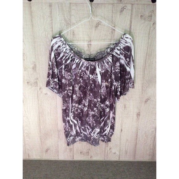Simply Iresistible Tops - Simply Irresistible Brown White Floral Womens Shirt Size M Cottagecore Artsy